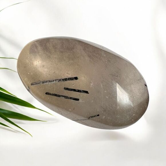 Black Rutilated Quartz‎ Crystal Palmstone (#5) - Picture 1 of 13